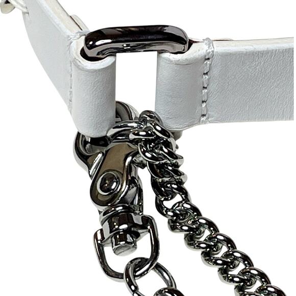 Barbara Bui White Leather & Chain Double Wrap Belt Size 80 Small - Picture 4 of 8